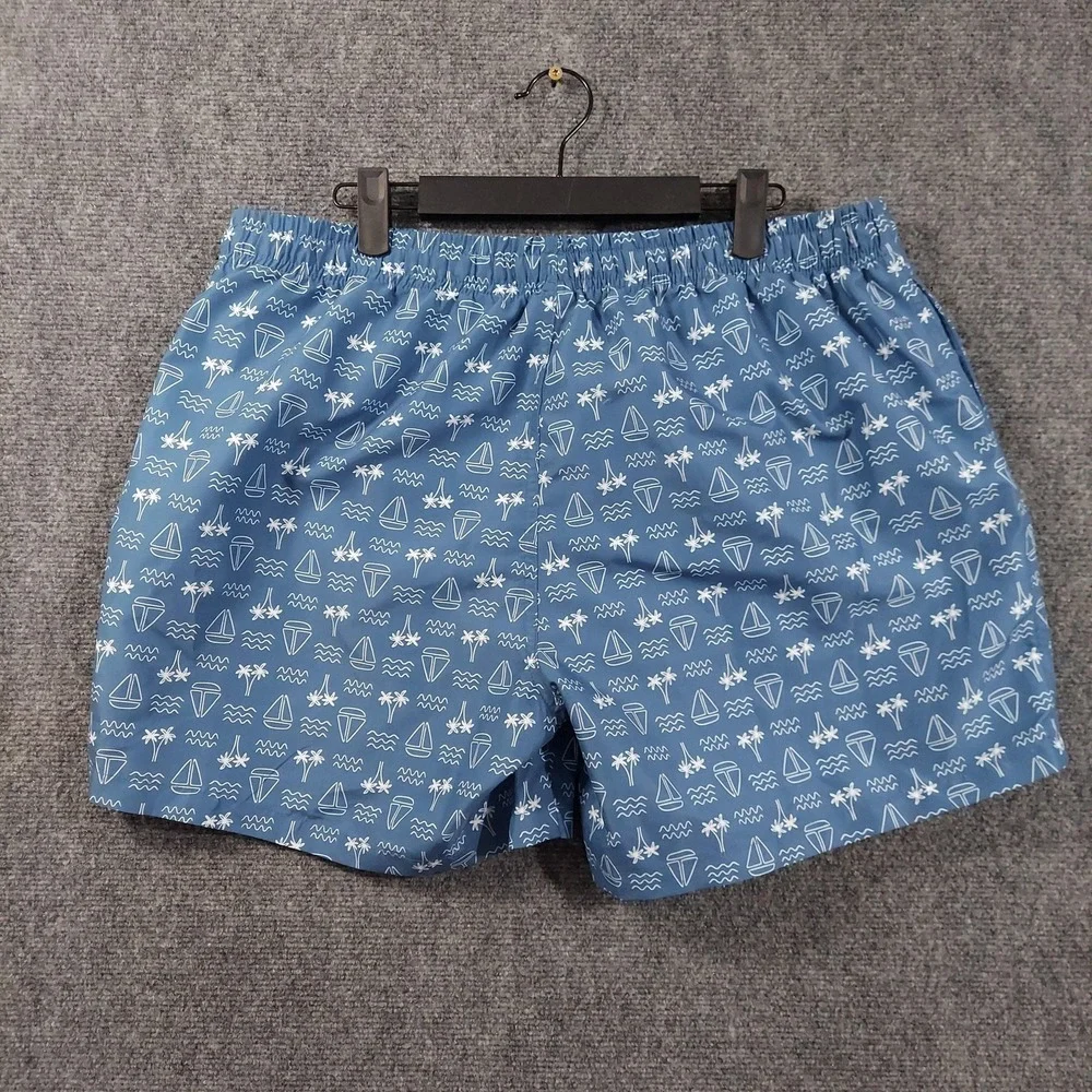 Sperry Swim Trunks Mens XL Blue Sailboat Print Lined UPF‎ 50 Shorts Nautical